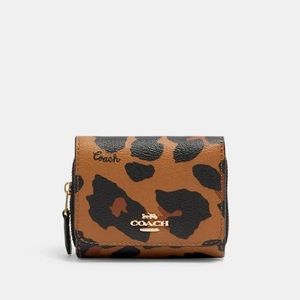 Coach small trifold wallet with leopard print